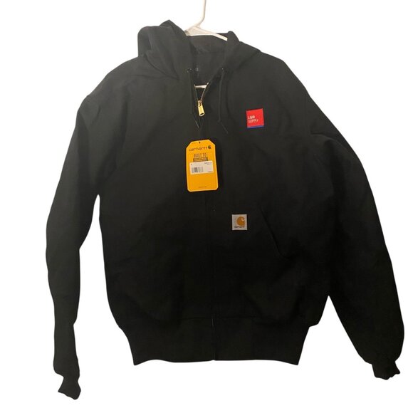 Carhartt Duck Thermal-Lined Active Jacket Loose Fit Hooded Black Canvas 0J0131 S - Picture 1 of 12